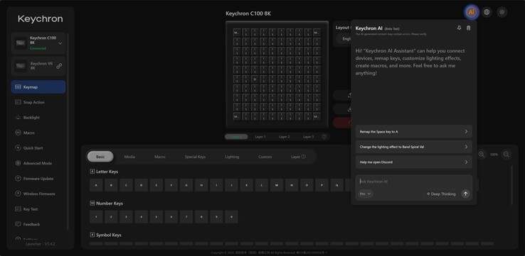 100 tuşun tamamı bir web uygulaması aracılığıyla programlanabilir.