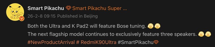 Sızıntı, Xiaomi Redmi K90 Ultra ve K Pad 2 için Bose ayarlı hoparlör sistemi öneriyor.