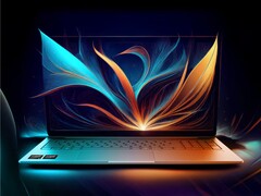 AMD Ryzen AI 400 serisi işlemciyle çalışan bir dizüstü bilgisayarın sanatsal görselleştirmesi.