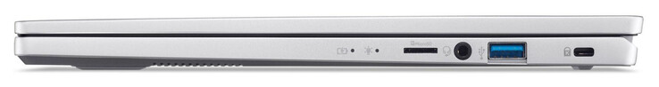 Sağ taraf: MicroSD kart okuyucu, ses kombinasyonu, USB 3.2 Gen 1 (USB-A), Kensington kilidi için yuva