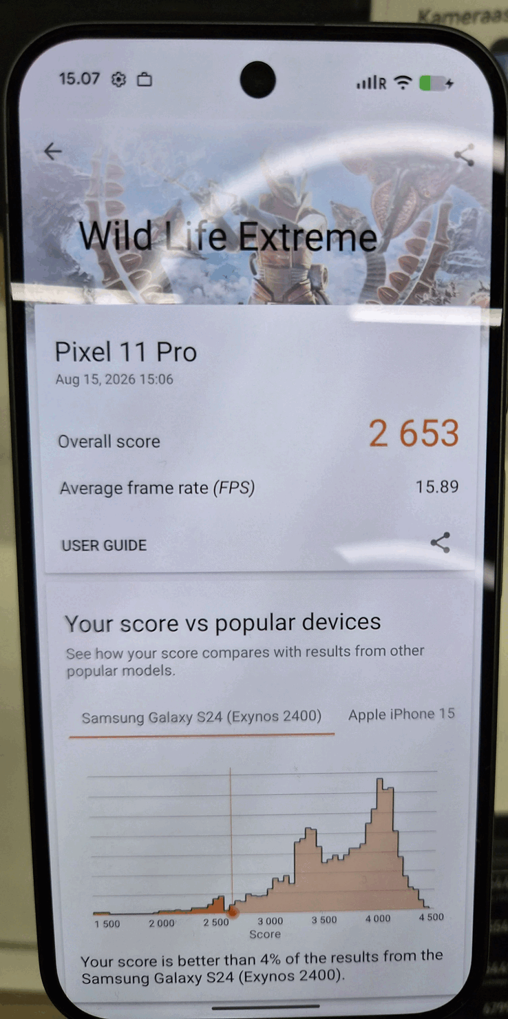 Pixel 11 Pro'nun "Wild Life Extreme" modu ile elde edilen sonuç