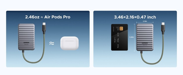 Ugreen NeoDrive Go boyut karşılaştırması.