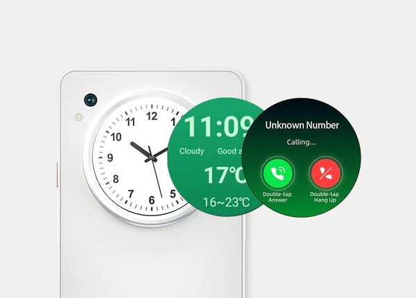 Arka taraftaki renkli ekran, bildirimleri görüntülemek ve kamera için vizör olarak kullanılabilir.