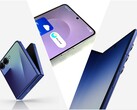 Galaxy Z Flip 7 (solda), Galaxy S25 Edge (ortada), Galaxy Z Fold 7 (sağda).