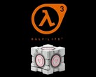 Aşağıda görülen Dbrand Ağırlıklı Companion Cube, Half-Life 3 logosunun yanında