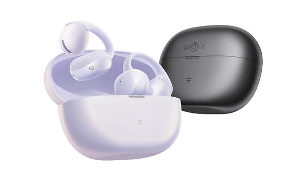 Shokz OpenDots Air kulaklıklar mor ve siyah renklerde mevcuttur.