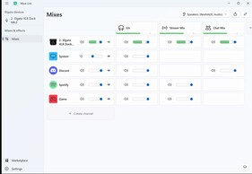 Solda kaynaklar (donanım/yazılım), sağda mikslere atanmış