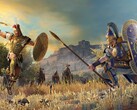 A Total War Saga: Troy oyununda iki kahraman arasındaki bir düelloyu gösteren bir görsel.