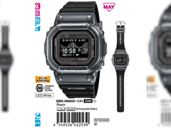 Mavi bir varyantla birlikte piyasaya sürülecek olan Casio GBX-H5600-1DR için sızdırılan tanıtım grafiği.