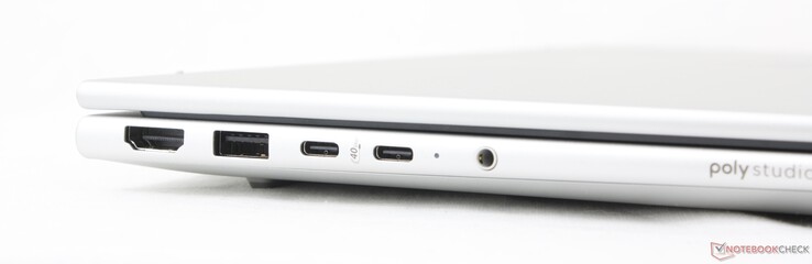 Sol: HDMI 2.1, USB-A (5 Gbps), 2x USB-C 4.0 w/ DisplayPort 1.4 + Güç Dağıtımı (40 Gbps)