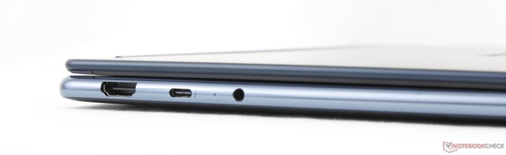 Sol: HDMI 2.1 (4K120), DisplayPort 2.1 + Power Delivery 3.0 destekli USB-C (40 Gbps) Thunderbolt 4, 3,5 mm kulaklık girişi