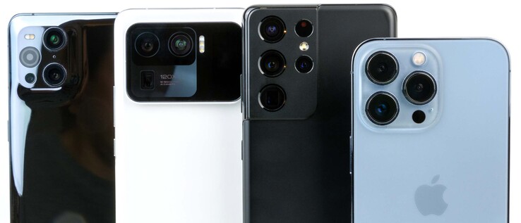 Sol taraftan sırasıyla: Find X3 Pro, Mi 11 Ultra, Galaxy S21 Ultra ve iPhone 13 Pro