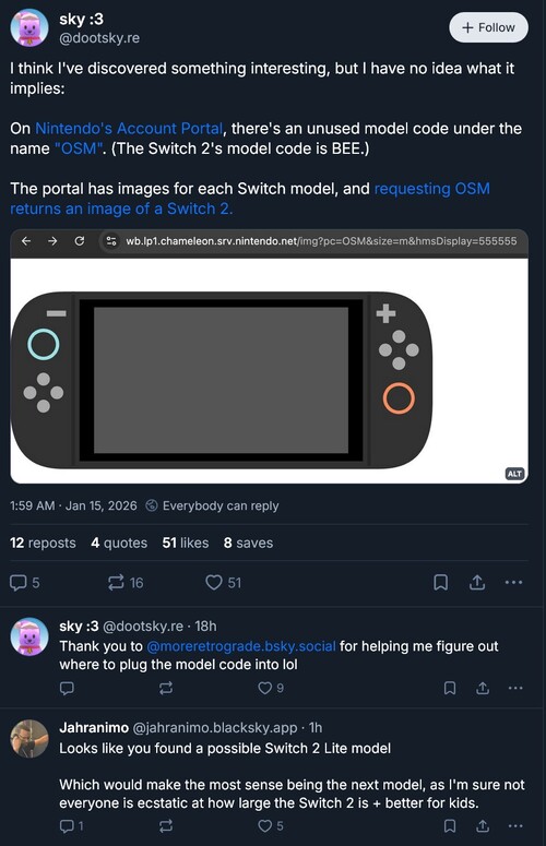 Nintendo Account portal sitesinde kod keşfi (Görüntü kaynağı: ekran görüntüsü, Sky: 3 Bluesky hesabı)