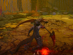 Ninja Gaiden 4'ün deuteragonisti Yakumo, Two Masters DLC'si tarafından verilen yeni silahını kullanıyor - cephaneliğindeki diğer beş yakın dövüş silahının yanı sıra kombo ortasında sorunsuzca erişilebilen, dönüşen, çift kenarlı bir tırpan.