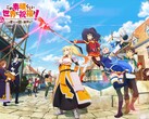 Kadokawa’nın yakında çıkacak olan ücretsiz KonoSuba mobil RPG oyunu için ana görsel.