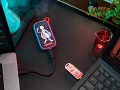 Resimde görülen Pokémon 30. Yıl Dönümü SANDISK Mewtwo taşınabilir SSD ve Mew USB-C flash sürücü
