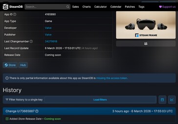 SteamDB'de Steam Frame çıkış tarihi güncellemesi