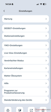 Çok sayıda ayar seçeneğine sahip menü