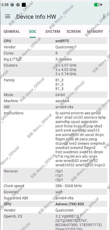 Snapdragon 8 Elite Extreme Gen 6 QRD Cihaz Bilgisi sayfası