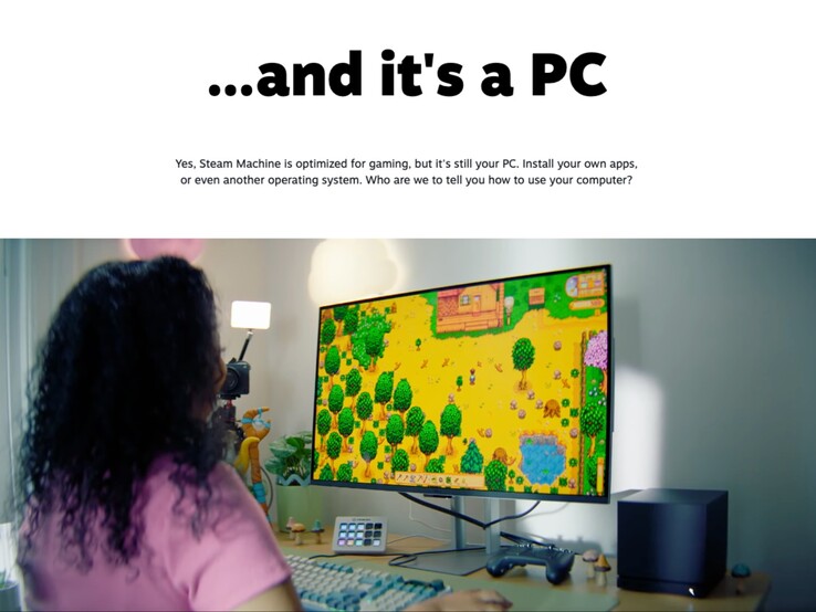 Oyun oynamak için kullanılan Steam Machine, Valve'ın onu hibrit bir cihaz olarak markalaştırdığını gösteriyor.