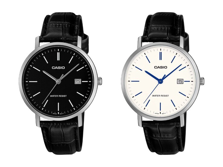 Soldan sağa: Casio MTP-VT05L-1E ve MTP-VT05L-7E saatleri