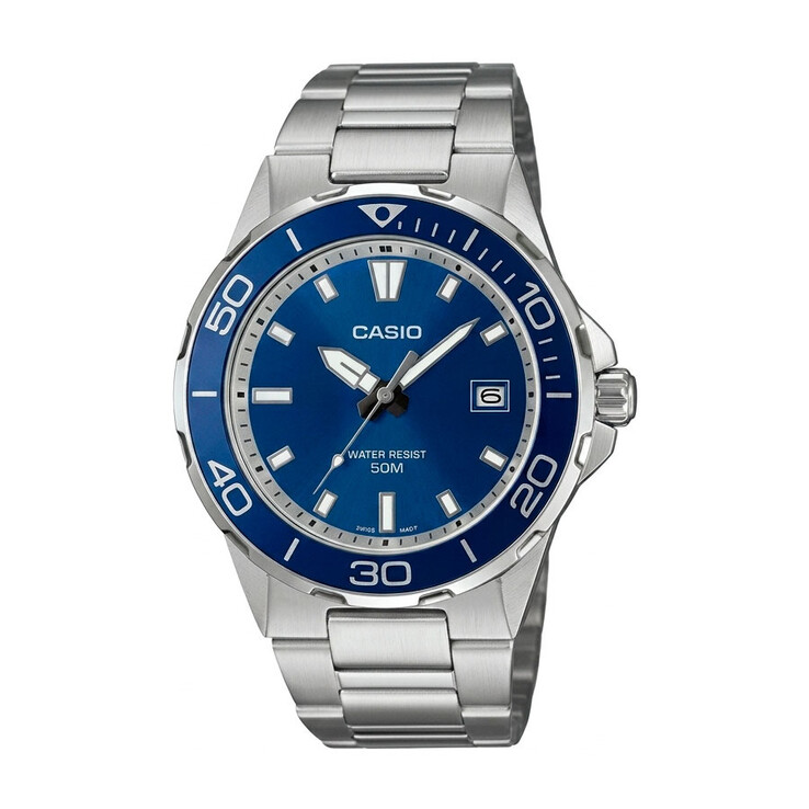 Casio MTD-145D-2A mavi bir kadrana sahiptir.