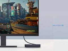 Mind Pro aynı zamanda dahili bir batarya ile birlikte geliyor. Resimde: Cyberpunk 2077'yi çalıştıran mini PC'yi gösteren bir tanıtım fotoğrafı. (Resim kaynağı: Khadas)