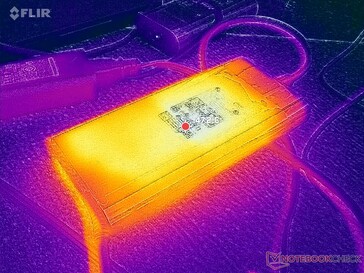 AC adaptörü, yüksek yük altında çalışırken 47 °C'nin üzerine çıkar.
