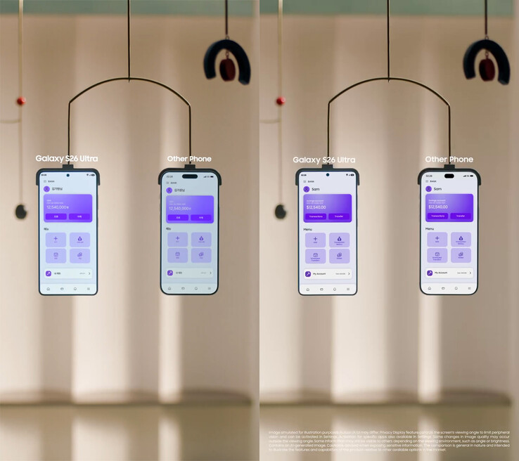 Kore hesabından (solda) ve Malezya hesabından (sağda) Gizlilik Ekranı tanıtım videosu