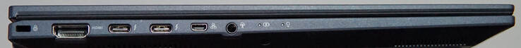 Soldaki bağlantı noktaları: Kensington kilidi, HDMI, 2x Thunderbolt 4, mini gigabit LAN, kulaklık