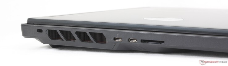Sol: Kensington kilidi, 2x USB-C Thunderbolt 4 w/ DisplayPort + Güç Dağıtımı, SD kart okuyucu