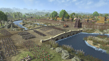 A Total War Saga: Thrones of Britannia oyununda bir kuşatmayı gösteren bir görsel.