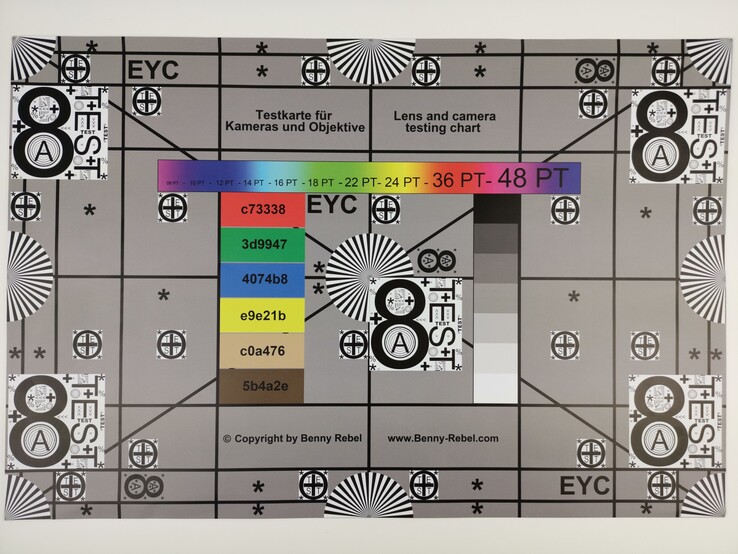 A photo of our test chart taken with the 40 MP camera