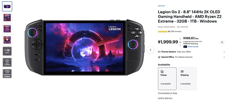 Legion Go 2 Best Buy'da listelenmiş.