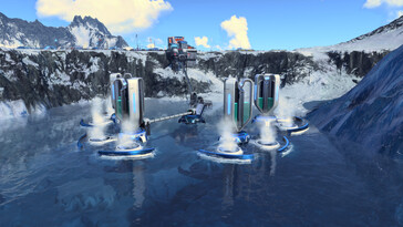 Anno 2205'teki binaları gösteren bir görüntü.