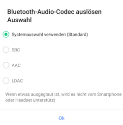 Mevcut Bluetooth ses kodekleri