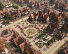 Farthest Frontier’daki bir kamu meydanını gösteren bir resim.