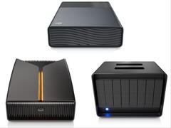 Seagate One Touch (üstte), FireCuda X Vault (solda) ve LaCie 8big Pro5 (sağda).