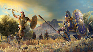 A Total War Saga: Troy'da bir düelloyu gösteren bir görsel.