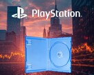 Boş bir fiziksel oyun kutusu ile birlikte gösterilen Sony hisselerine ait afiş