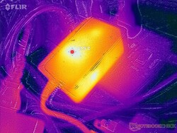 AC adaptör, zorlu yükleri uzun süre çalıştırırken 41 C'nin üzerine çıkabilir