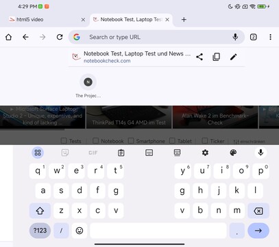 İç ekranda klavye, yatay mod (Google Gboard)