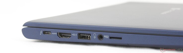 Sol: USB-C Thunderbolt 4 w/ DisplayPort + Güç Dağıtımı, HDMI 2.1, USB-A 3.2 Gen. 1, 3,5 mm kulaklık, MicroSD okuyucu