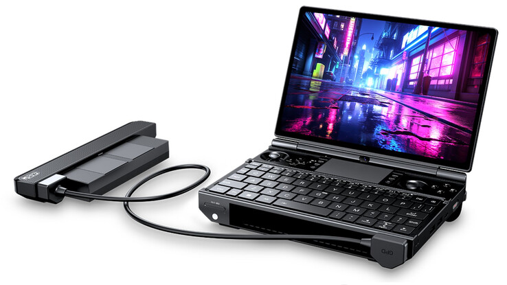 GPD Win Max 3, uzatma kablosu aracılığıyla takılan çıkarılabilir bataryasıyla.