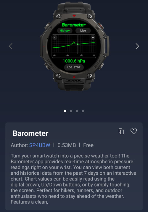 Amazfit Akıllı Saatler için Barometre Mini Uygulaması