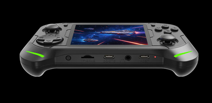 Alt kısım: Sıfırlama, microSD kart yuvası, USB-C (DC/OTG), 3,5 mm ses, USB-C (kontrolörler için)