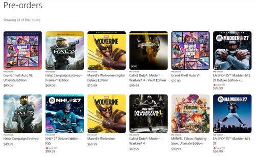 PlayStation Store ön sipariş satışları