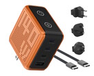BMX GaNsta Pixel 140W şarj cihazı, aynı anda dört adede kadar USB cihazını şarj edebilir ve dünya çapında kullanılabilen AC fiş adaptörleriyle birlikte gelir.