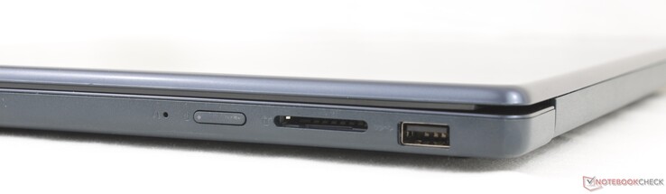 Sağda: OneKey Recovery, Güç düğmesi, SD kart okuyucu, USB-A (5 Gbps)