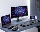 Asus XG27UCMG oyun monitörü ve çeşitli Asus elektronik ürünleri